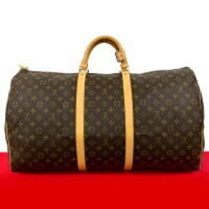 Louis Vuitton Keepall Monogram Leather Boston Bag Travel Handbag Brown